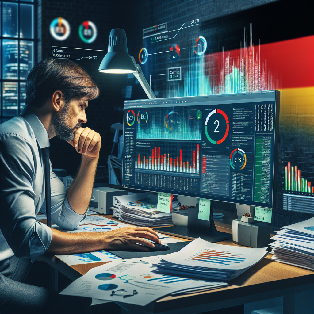 Energy consultant analyzing building efficiency data, smart meter outputs, and regulatory requirements to identify sustainable cost savings opportunities for German clients.